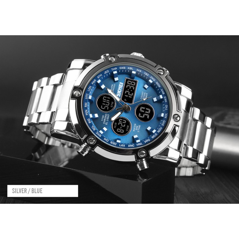 นาฬิกาข้อมือชาย กันน้ำแท้ สองระบบ SKMEI 1389 Dual Watch ระบบควอท
