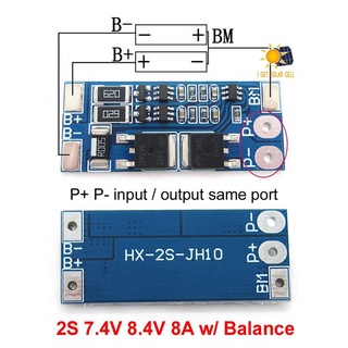 2S 8A 7.4V Balance 18650 Li-ion Lithium Battery BMS Charger Protection วงจรป้องกันแบตเตอรี่ พร้อม Balance