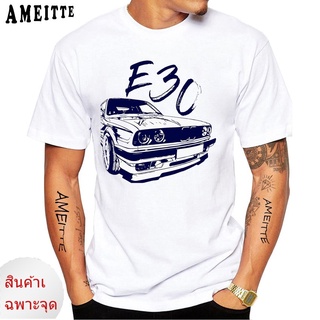 S ummer เสื้อยืดแขนสั้นลําลอง พิมพ์ลายรถยนต์ bmw E30 Old School สีขาว สไตล์วินเทจ สําหรับผู้ชาย