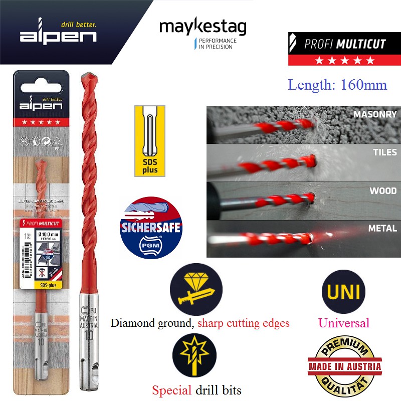 Alpen (160mm) ดอกสว่านมัลติคัท SDS-Plus A519