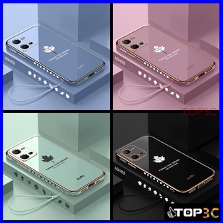 เคส Vivo Y35 เคส Vivo V25 เคส Vivo V25E Y16 Y22 Y22S V25 Pro Y20 Y12S Y20S Y15S Y01 Y17 Y15 Y12 Y11 Y02S Y30 5G เคสโทรศัพท์มือถือ ขอบตรง ลายใบเมเปิ้ล สําหรับ fy