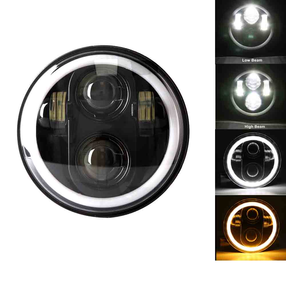 ไฟหน้า LED ขนาด 5.75 นิ้ว DRL แหวนรัศมีเต็มสําหรับ 5 3/4" รอบสําหรับ Sportster Dyna