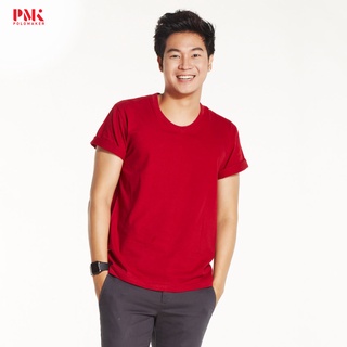 เสื้อยืดทนทาน Cotton100% สีแดงเลือดหมู TS09 - PMK Polomaker