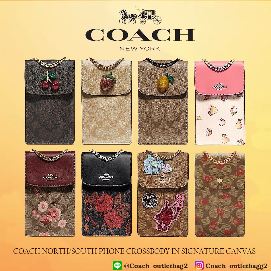 COACH NORTH/SOUTH PHONE CROSSBODY IN SIGNATURE CANVAS