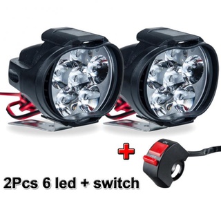 ไฟตัดหมอก LED 6 ดวง 1500LM สว่างมาก สีขาว สําหรับรถจักรยานยนต์ สกูตเตอร์ 2 ชิ้น