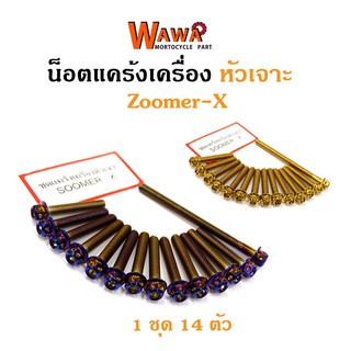 น็อตแคร้งเครื่อง Zoomer-X น็อตทอง, น็อตไทเท หัวเจาะ