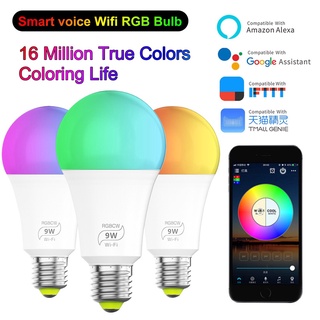 Tuya หลอดไฟอัจฉริยะเปลี่ยนสี 7W 9W Rgb Led E27 110V 220V App รีโมทควบคุมระยะไกล