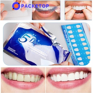 PACKETOP แผ่นแปะฟันขาว ที่แปะฟันขาว แผ่นฟอกฟันขาว 5D teeth whitening 7 คู่ 14 คู่ ฟอกสีฟัน ไม่กระตุ้น