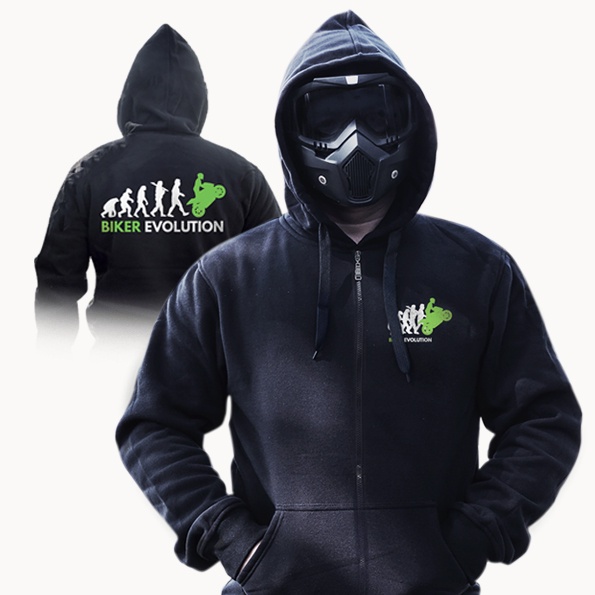 ส่งEMS 77design เสื้อฮูด สีดำ BIKER EVOLUTION (ซิป) ผ้าหนา เลือกไซส์ได้