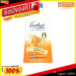 🔥สินค้าขายดี!! แฟซ่า เนเจอร์ คลีน แอนด์ แคร์ แชมพู สูตรผมจัดทรงง่ายไม่ชี้ฟู 480มล. Feather Nature Clean &amp; Care Smooth &amp;