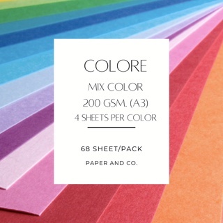 กระดาษสีสองหน้า **คละสีละ 4 แผ่น**  (แพ็คละ 68 แผ่น) (A3) (200 gsm.)