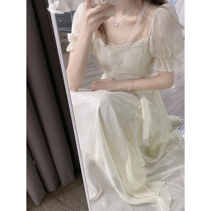 Hot Sale / 2022 New French Fairy Gentle Wind Long Skirt High-Quality Design Slim White Dress for Women #8