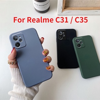 Caisng เคสโทรศัพท์ ซิลิโคนนิ่ม TPU สีพื้น แฟชั่น สําหรับ Realme C31 C35