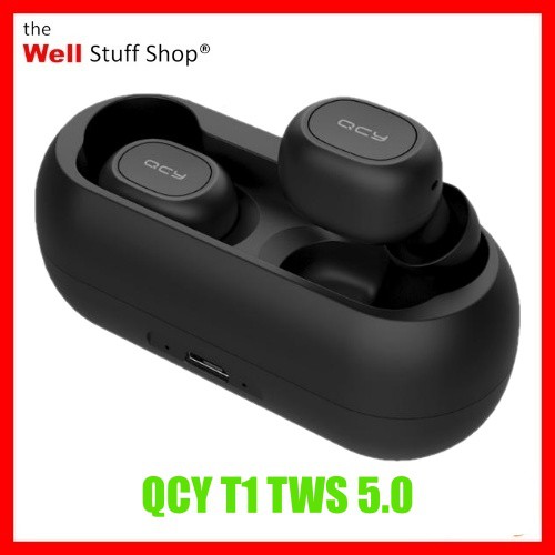 หูฟังไร้สาย QCY T1 บลูทูธ 5.0 ไร้สาย ราคาถูก ส่งฟรี  พร้อมกล่องชาร์จ TWS Buds True Wireless