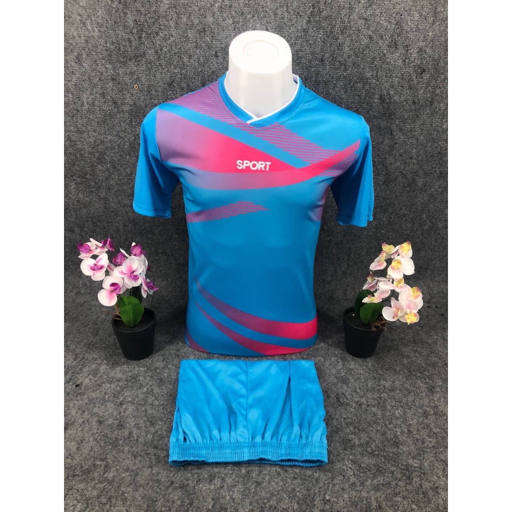 ชุดเสื้อ+กางเกง sport คอกลมแขนสั้น (P44)