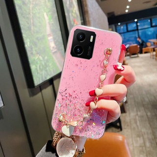 เคสโทรศัพท์ VIVO Y15S 201 V23e 5G Y33S Y21 V21 Y72 Y52 Y31 Y12A Y12s Y20sG Y20s Y20 2021 X70 Pro 5G Phone Case Luxury Love Bracelet Solid Glitter Starry Glitter Sequin Soft Cover เคสวีโว่Y15s VivoV23e VivoY33s