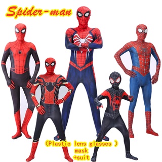 ชุดบอดี้สูทหน้ากากแว่นตาคอสเพลย์ Spiderman + Zentai Suit