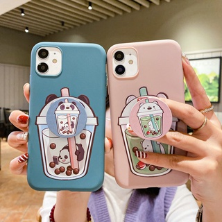 เคส Redmi Note 11 11S 10S 10 9 9S 8 8A 7 6A 6 5A 5 S2 Pro Plus Xiaomi MI A2 Lite  Milk Tea Cup Cute Bear Soft Case Cover+Air Holder