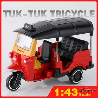 Klt 1:43 รถสามล้อไทย Tuk-Tuk โมเดลรถของเล่นเด็ก สําหรับเด็กผู้ชาย ของเล่นเด็ก รถของเล่น รถ 3 ล้อ เด็ก