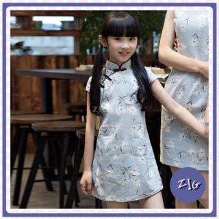 ZIGSHOP - กี่เพ้าลายดอก เดรสอาหมวย สวยใส ชุดตรุษจีนเด็กผู้หญิง