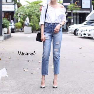 High waist slim boyfriend jeans