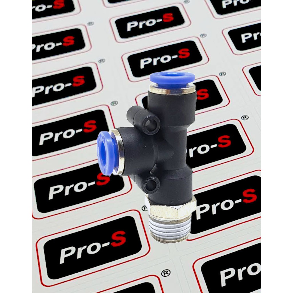 Pro-S PST 04-01 Male Run T อุปกรณ์นิวเมติก Tube OD 4 mm x ขนาดเกลียว: 1/8" , 1/4"