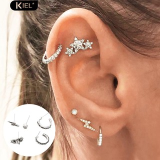 Kiel 5 ชิ้นแสง Rhinestone เงาแสงสเตอริโอ Ear Set ชุดเครื่องประดับ Charm