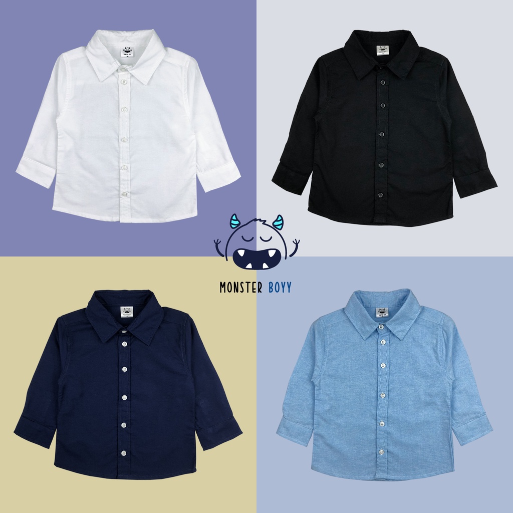 เสื้อเชิ้ตเด็ก คอปก 1-6 ขวบ มินิมอล Monster Boyy