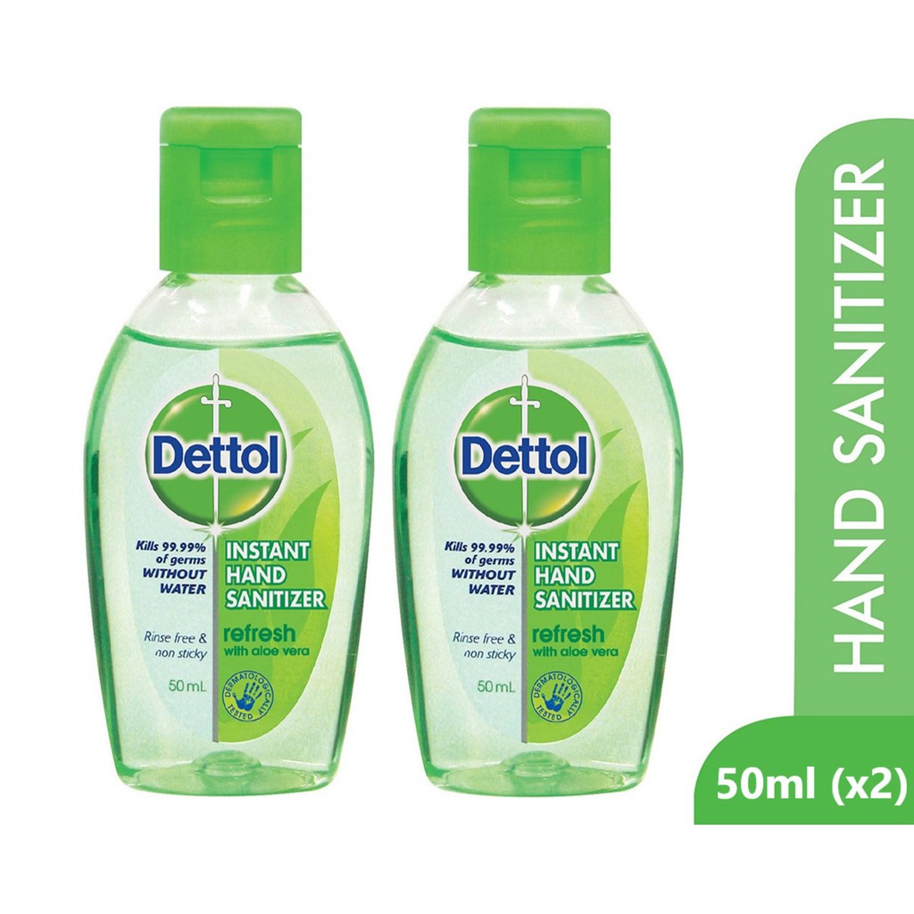 Dettol Instant Hand Sanitizer (50mlx2) เจลล้างมือ เดทตอล แบบไม่ต้องใช้น้ำ (50มล. x2) แพ็คคู่