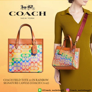 COACH FIELD TOTE 22 IN RAINBOW SIGNATURE