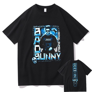 Bn3d9we23 เสื้อยืดลําลอง ผ้าฝ้าย 100% แขนสั้น พิมพ์ลาย Bad Bunny Royal Rumble Conmigo สองด้าน สําหรับผู้ชาย VVB32EW44741