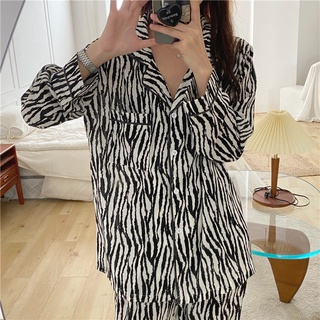 【พร้อมส่ง】รุ่นเกาหลีสบายชุดนอนระบายอากาศผู้หญิงแขนยาวก SD3220