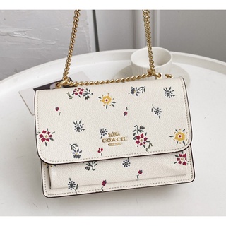 Coach C4090 Klare Crossbody กับ Wild Meadow พิมพ์กระเป๋าถือผู้หญิง Sling Chain Bag