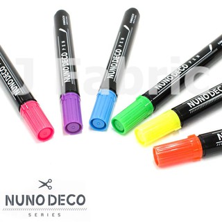 NUNO DECO PEN ปากกาเขียนผ้านูโนะ เด็คโค Jfabric นำเข้าจากญี่ปุ่น แท้ หัวสักหลาด ปลายแหลม สีสดสะท้อนแสง 1ด้าม