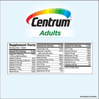 Centrum Adults Multivitamin ,Centrum Silver Women 50+ ,Centrum Silver Men 50+