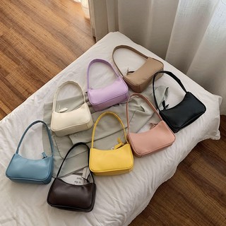 miumiubag(MI1282)-H2กระเป๋าสะพายหนังPUหนาสีพื้น ทรงสวยบกระเป๋าผู้หญิง กระเป๋าสะพายไหล่ กระเป๋า