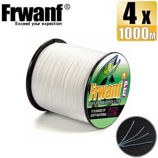 Frwanf สายเอ็นตกปลา PE แบบถัก ทนทาน สีขาว 4 เส้น 1000 เมตร