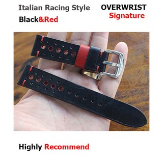 สายนาฬิกา สายหนังวัวแท้ รุ่น overwrist italian racing black and red