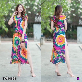 👗Pfashion [ส่งไว!!🚛] P14659 Set เสื้อตัวยาวมัดย้อม+กางเกงขาสั้น