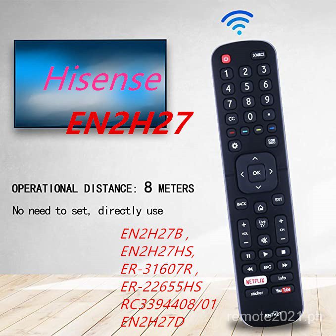 Hisense EN2H27 สมาร์ททีวีระยะไกล EN2H27B ,EN2H27HS,ER-3607R ,ER-22655HS RC3394408/01 EN2H27D พร้อม N