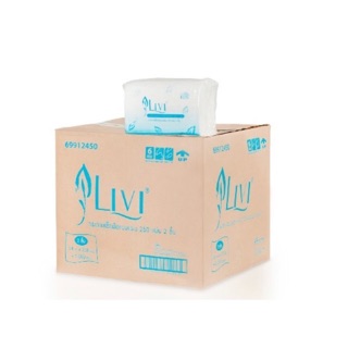 กระดาษเช็ดมือ LIVI V-Fold  250แผ่น 2 ชั้น  (ฟ้า) ***5แพ็ค***