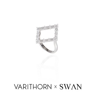 SWAN - VRT Double Ring แหวนเงินแท้ แหวนโซ่ แหวนใส่ข้อนิ้ว ฝังเพชรคิวบิคเซอร์โคเนีย cubic zirconia