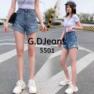 G.D.Jeans รุ่น 5501#กางเกงยีนส์ขาสั้นผ้าด้านทรงบอยแต่งขาดขาผับข้าง 💦💦