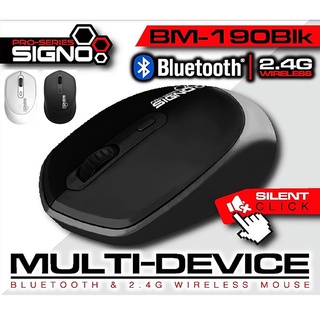 Signo BM-190 Bluetooth and Wireless Mouse (เป็นเม้าส์ 2 ระบบ ใช้ได้ทั้งบลูทูธ และแบบไร้สาย) ใช้กับคอม มือถือ แท็ปเล็ต