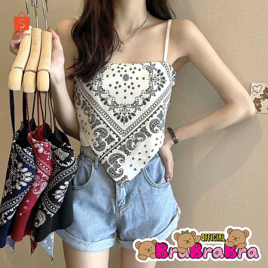 🧸💦𝑩𝒓𝒂𝑩𝒓𝒂𝑩𝒓𝒂⛱️🧸 #f-059 เสื้อ สายเดี่ยว สไตล์ลิซ่า ลาย Paisley Bandana