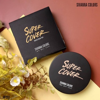 HF201 SIVANNA SUPER COVER TWO WAY CAKE ซีเวนน่า คัลเลอร์ส ซุปเปอร์ คัพเวอร์ ทูเวย์ เค้ก แป้งพัฟ แป้งตลับดำ