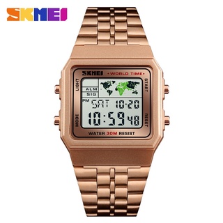 SKMEI Top Luxury Fashion Sport Watch Men Alarm Clock 3Bar Waterproof Stainless Steel Strap Digital Watches