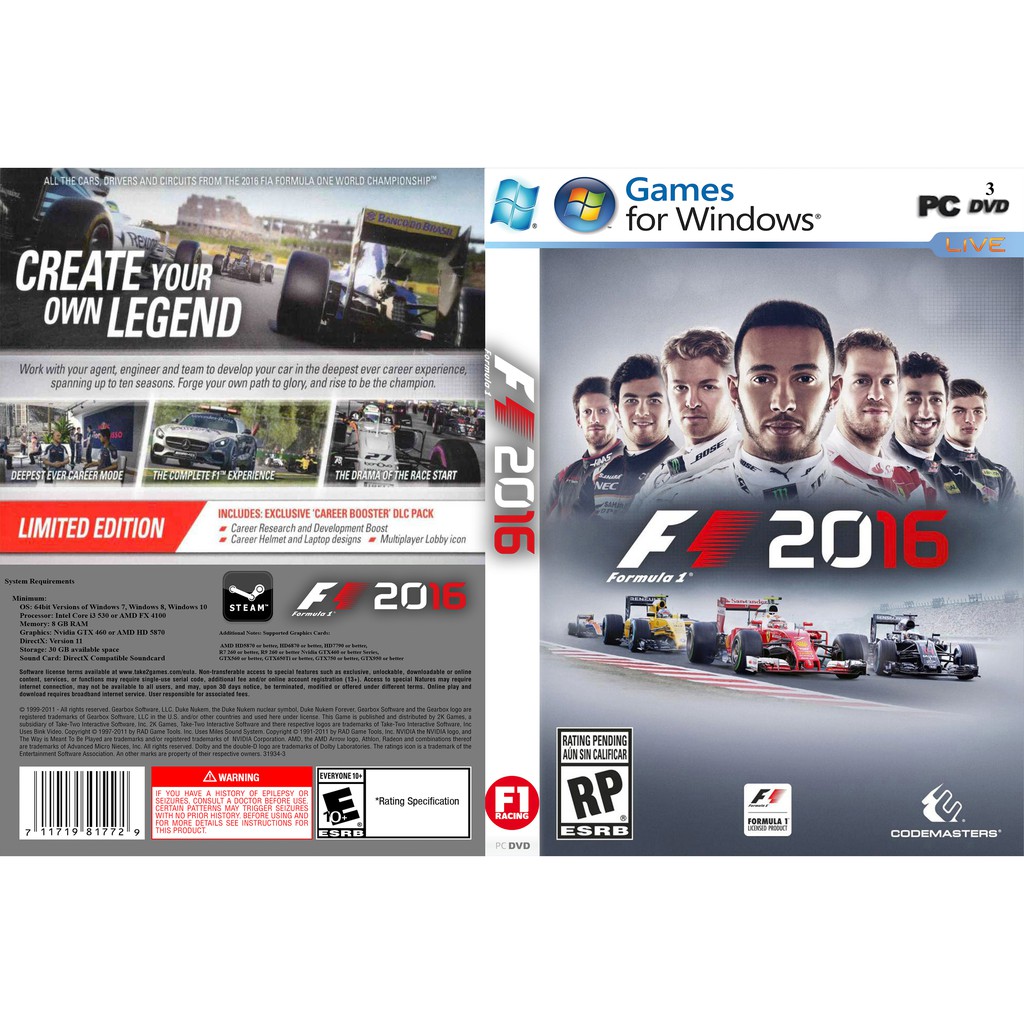 F1 2016 PC GAME [ออฟไลน์ INSTALLATION]