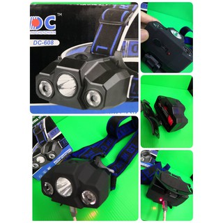 ไฟฉายคาดหัว ไฟส่องกบ  LIGHT HEADLAMP ไฟชุด LED T6 ปรันไฟได้5 จังหวะ แสงขาว รุ่น DC-608 ปรุับมุมได้ 120 องศา