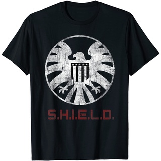 เสื้อยืด พิมพ์ลายกราฟิกโลโก้ Marvel Agents of Shhield Distressed สําหรับผู้ชาย